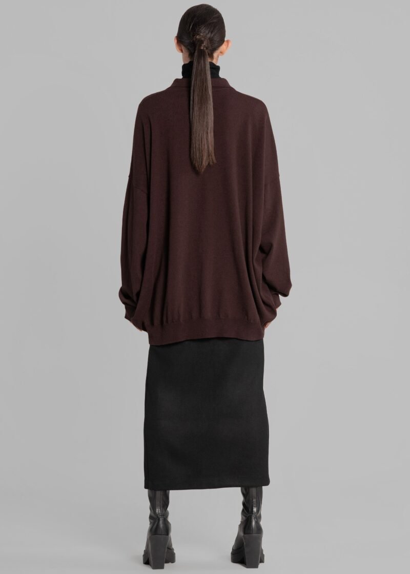 Wool Polo Sweater - Chocolate Plum - Image 16