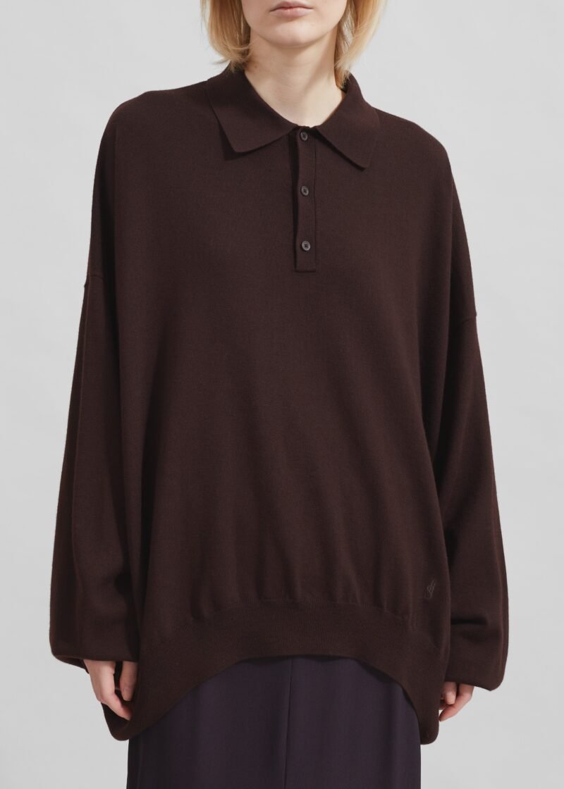 Wool Polo Sweater - Chocolate Plum - Image 5