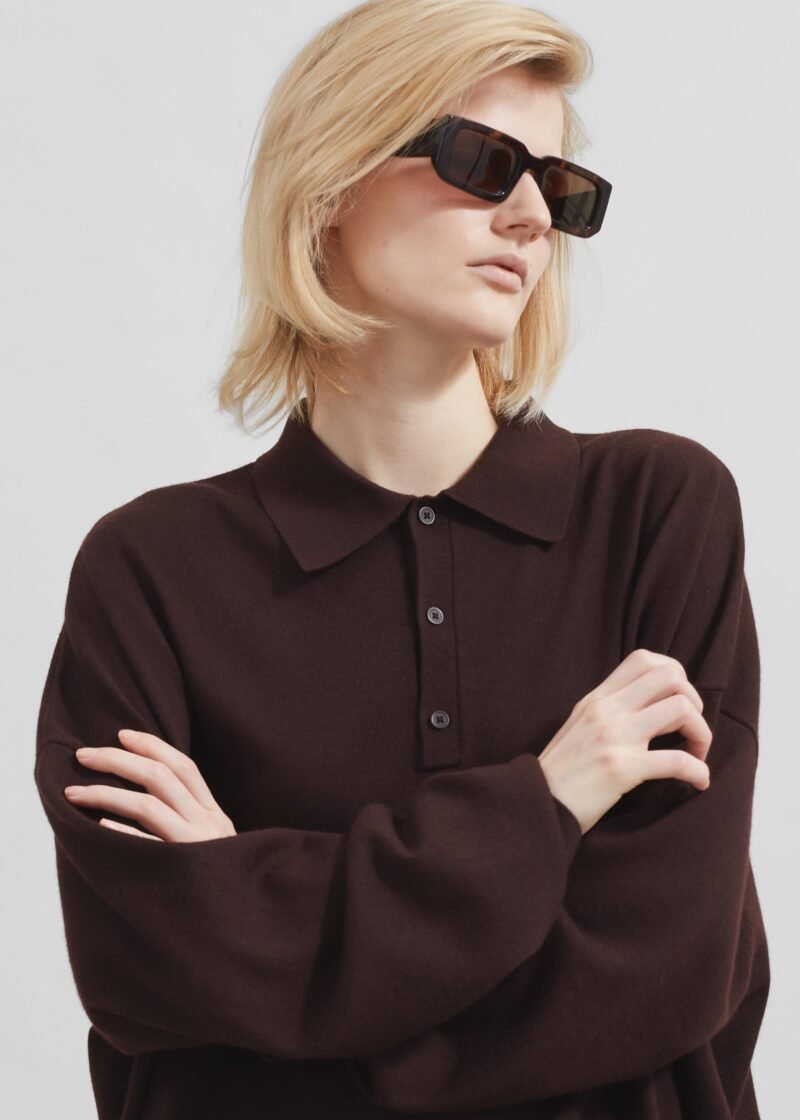 Wool Polo Sweater - Chocolate Plum - Image 6
