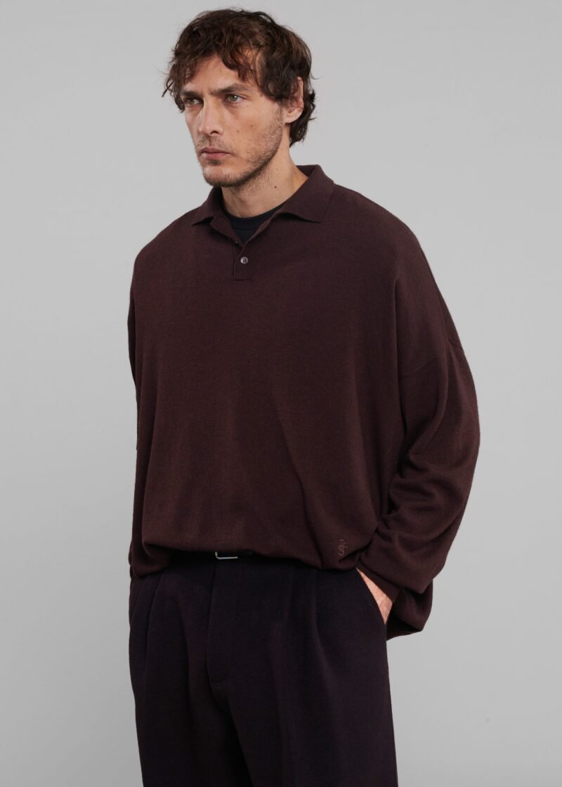 Wool Polo Sweater - Chocolate Plum - Image 13