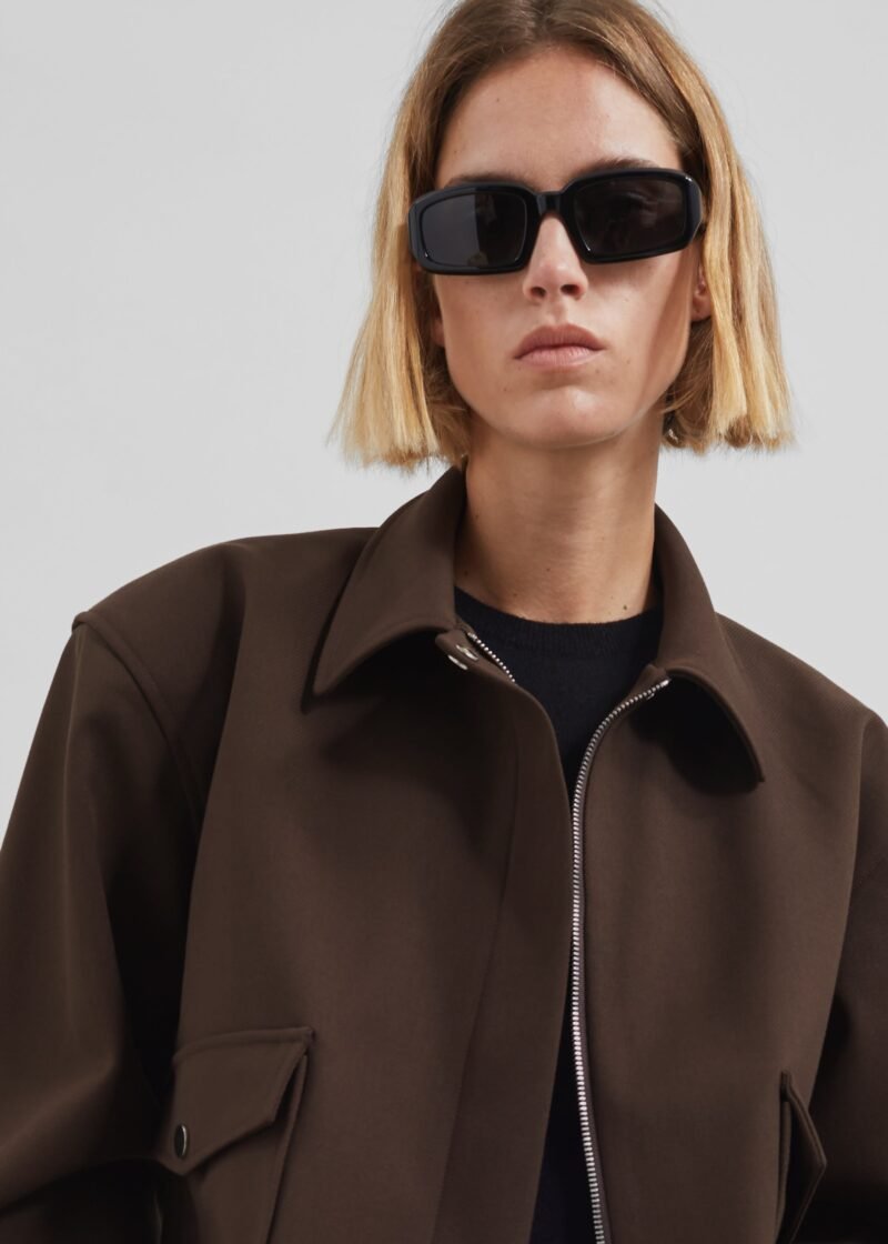 Cropped Jacket - Brown - Image 8