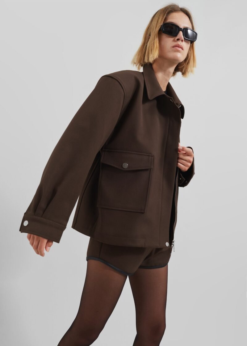 Cropped Jacket - Brown - Image 2