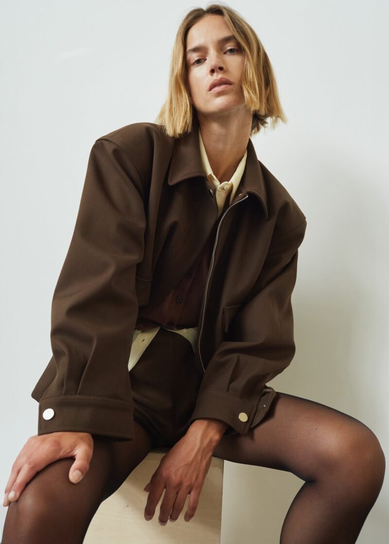 Cropped Jacket - Brown - Image 7
