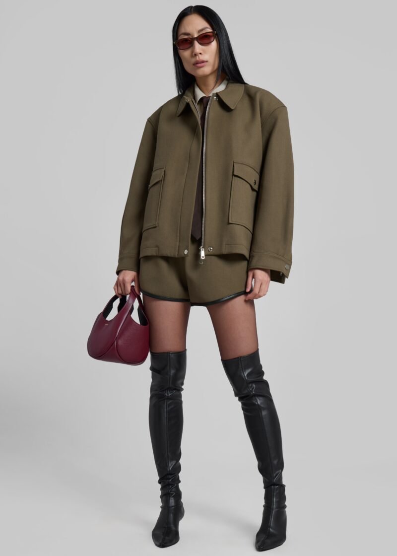 Cropped Jacket - Khaki - Image 5