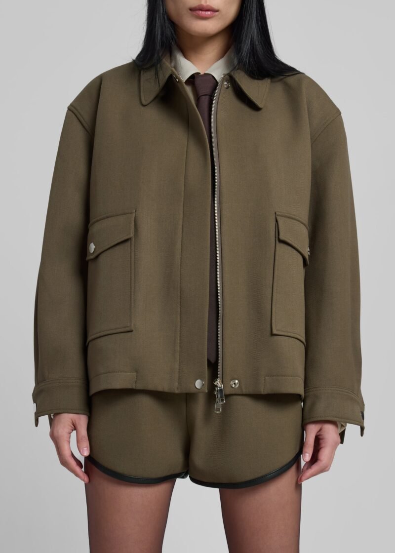 Cropped Jacket - Khaki - Image 3