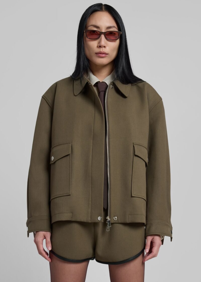 Cropped Jacket - Khaki - Image 4