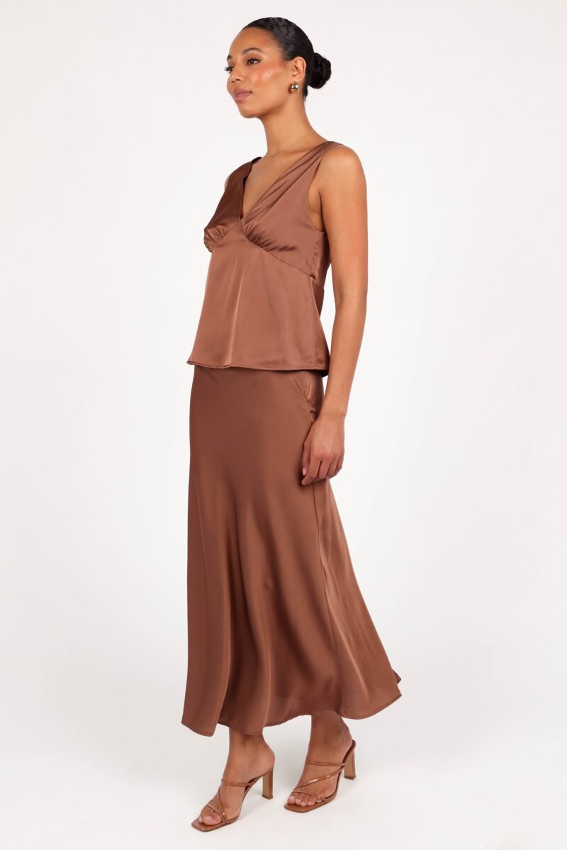 Satin Midi Skirt - Banksia Brown - Image 5
