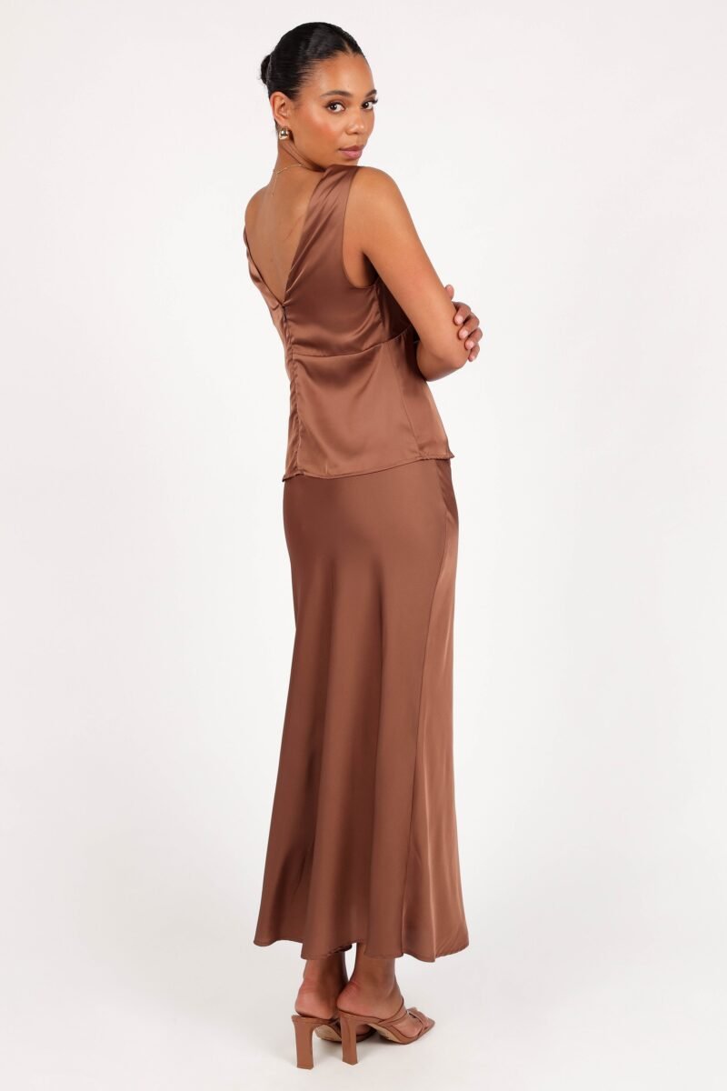 Satin Midi Skirt - Banksia Brown - Image 6