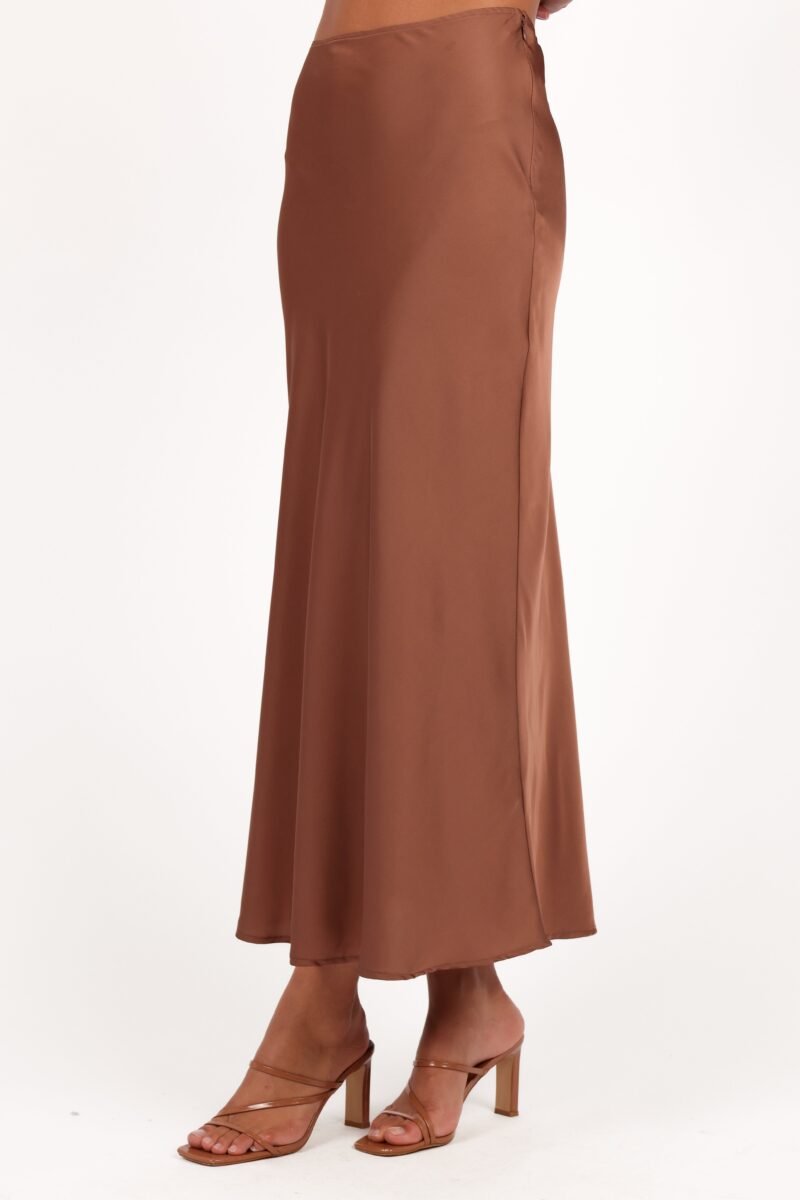 Satin Midi Skirt - Banksia Brown - Image 4