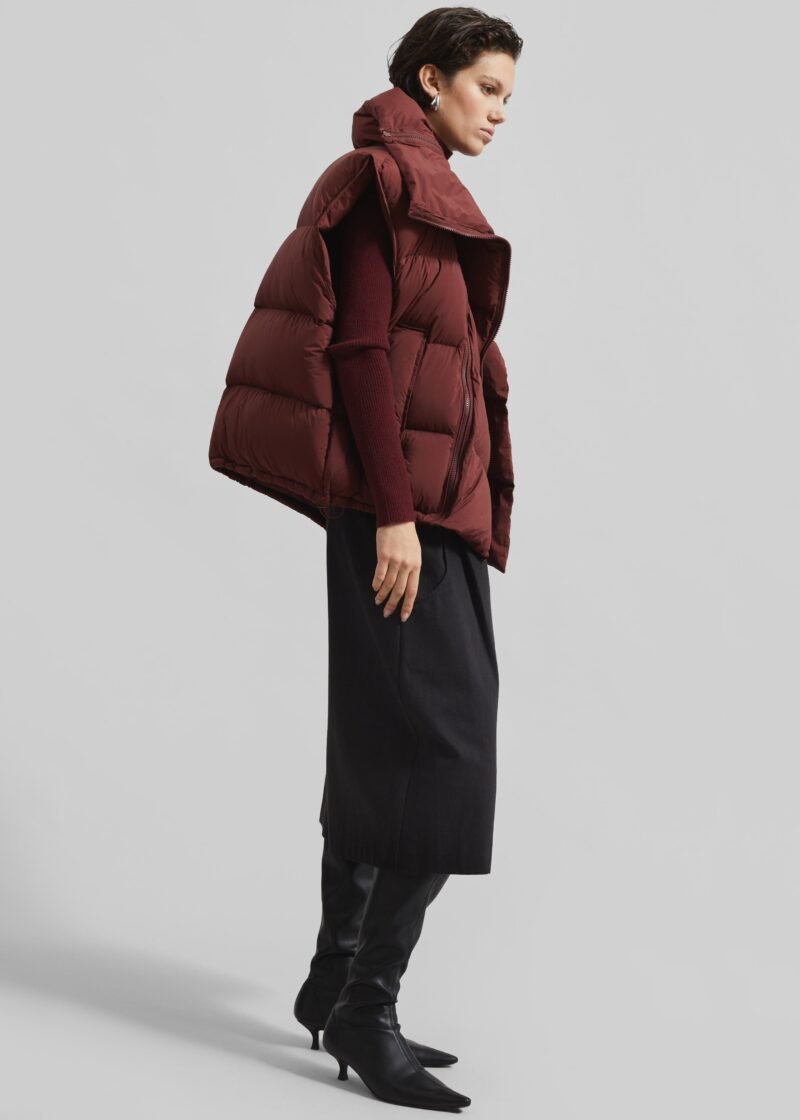 Sleeveless Puffer Vest - Burgundy - Image 7