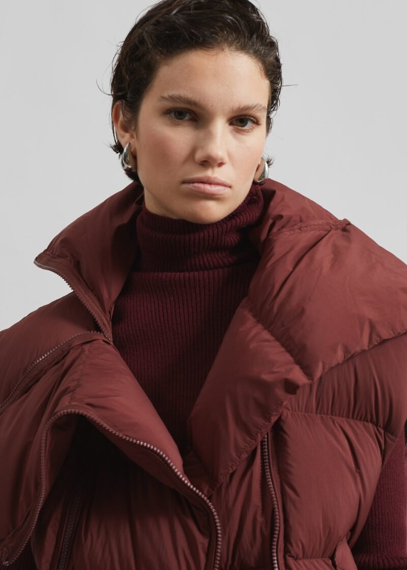 Sleeveless Puffer Vest - Burgundy - Image 8