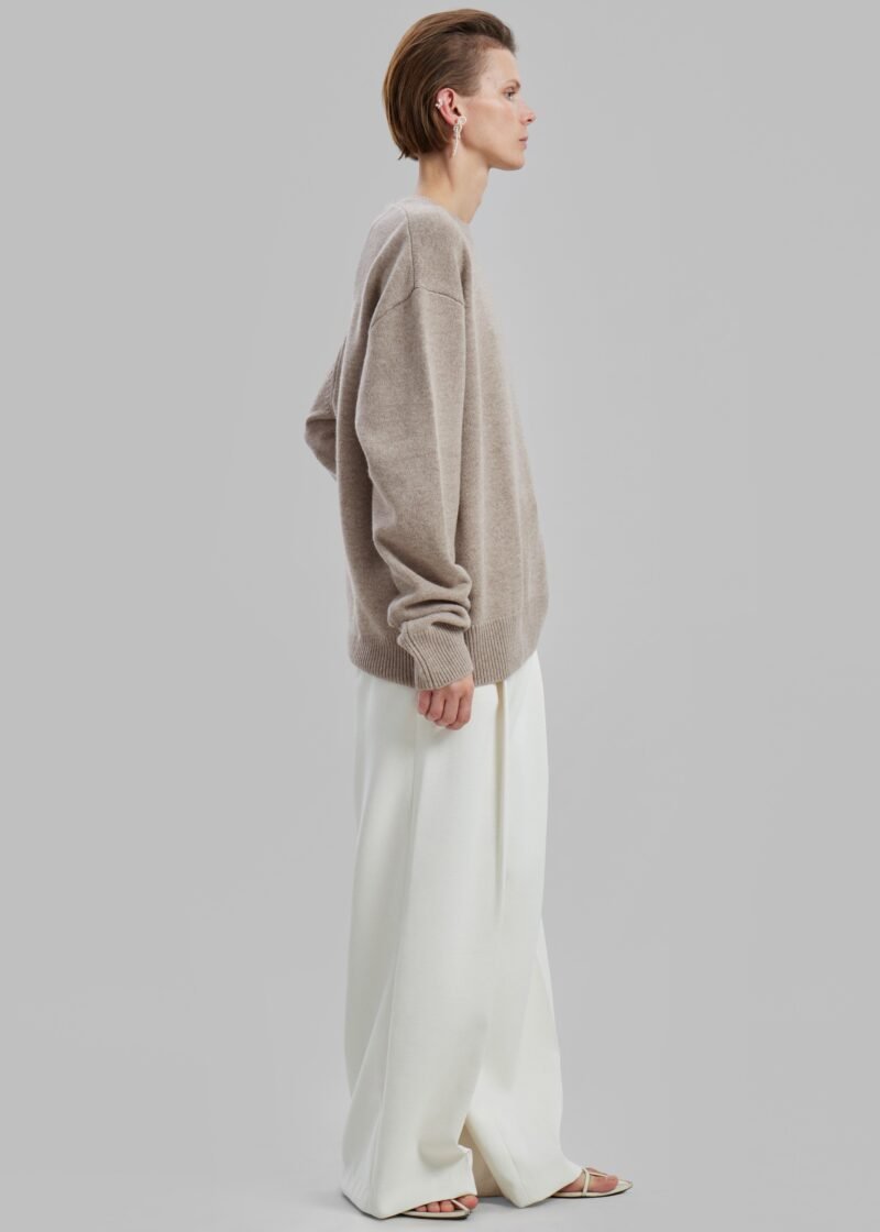 Crew Neck Sweater - Beige Melange - Image 5
