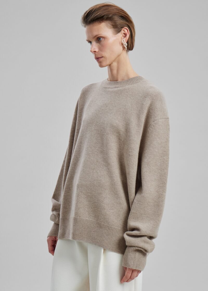Crew Neck Sweater - Beige Melange - Image 4