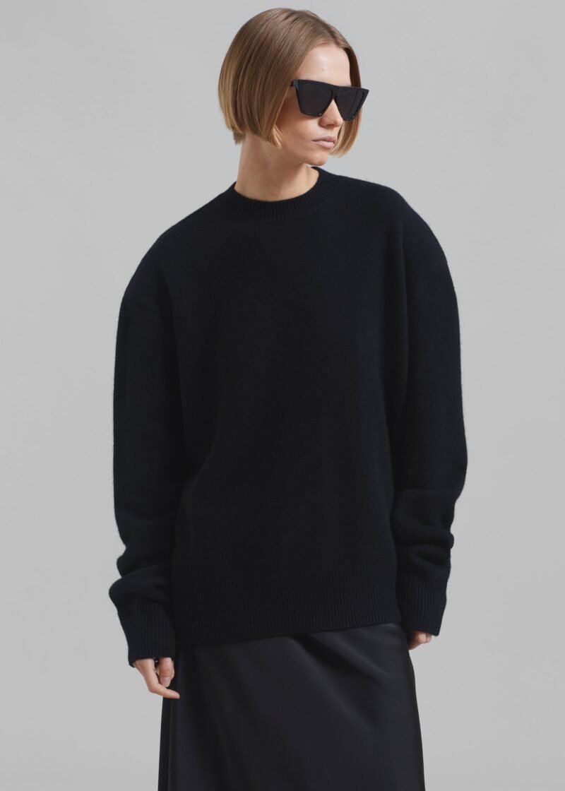 Padded Knit Sweater - Black - Image 3