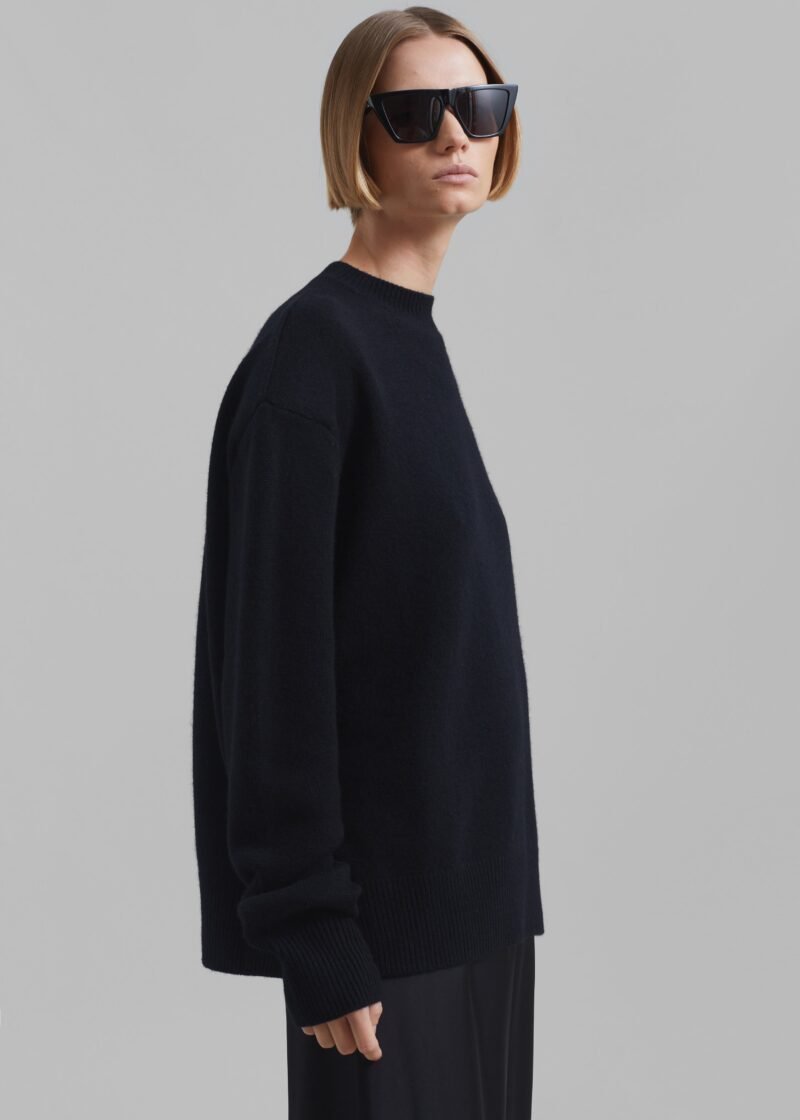 Padded Knit Sweater - Black - Image 5