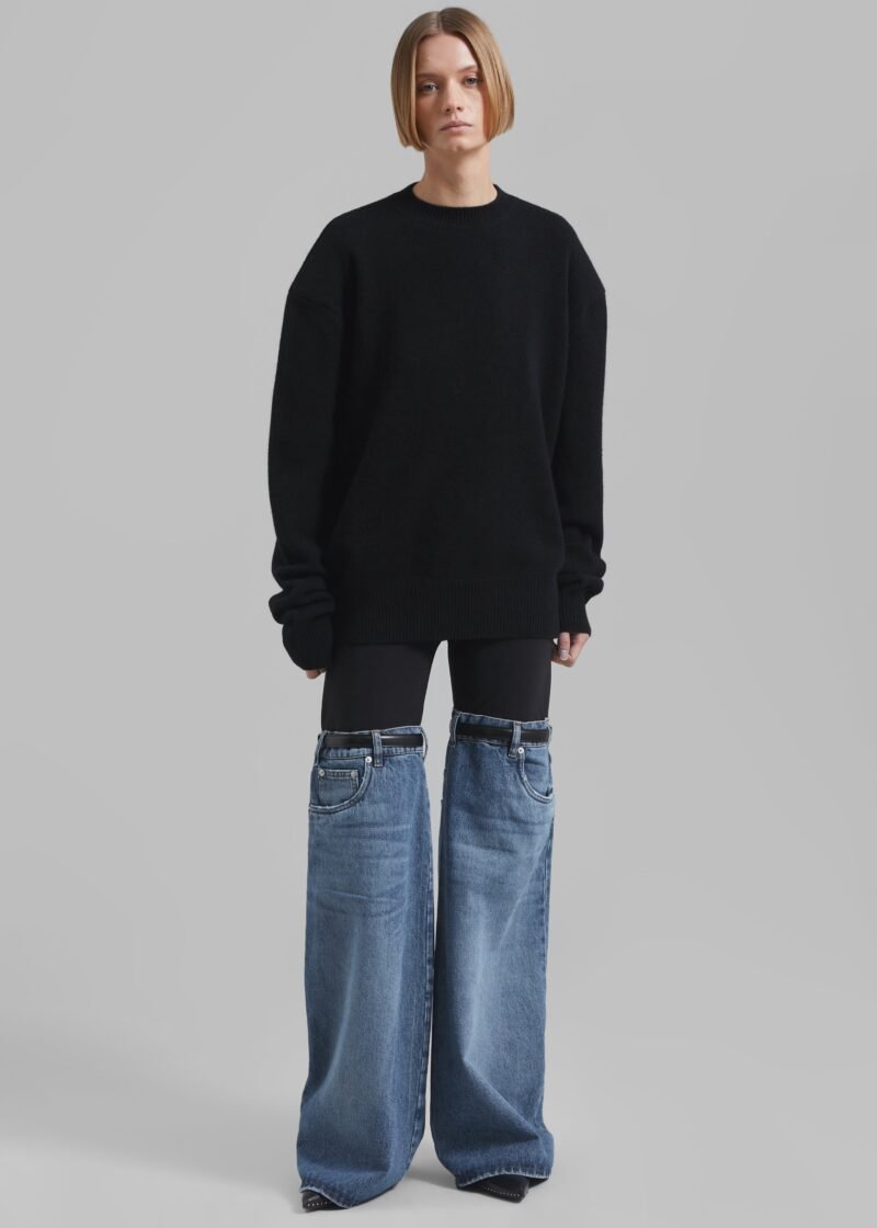 Padded Knit Sweater - Black - Image 6