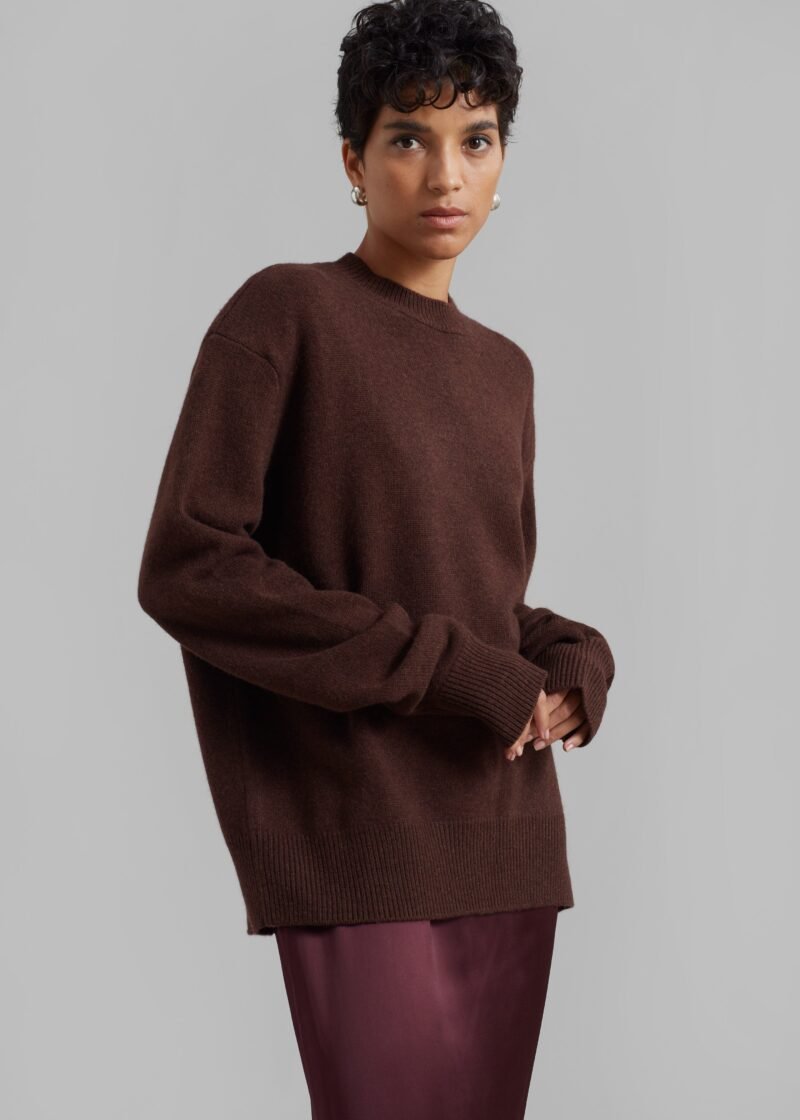 Padded Knit Sweater - Brown