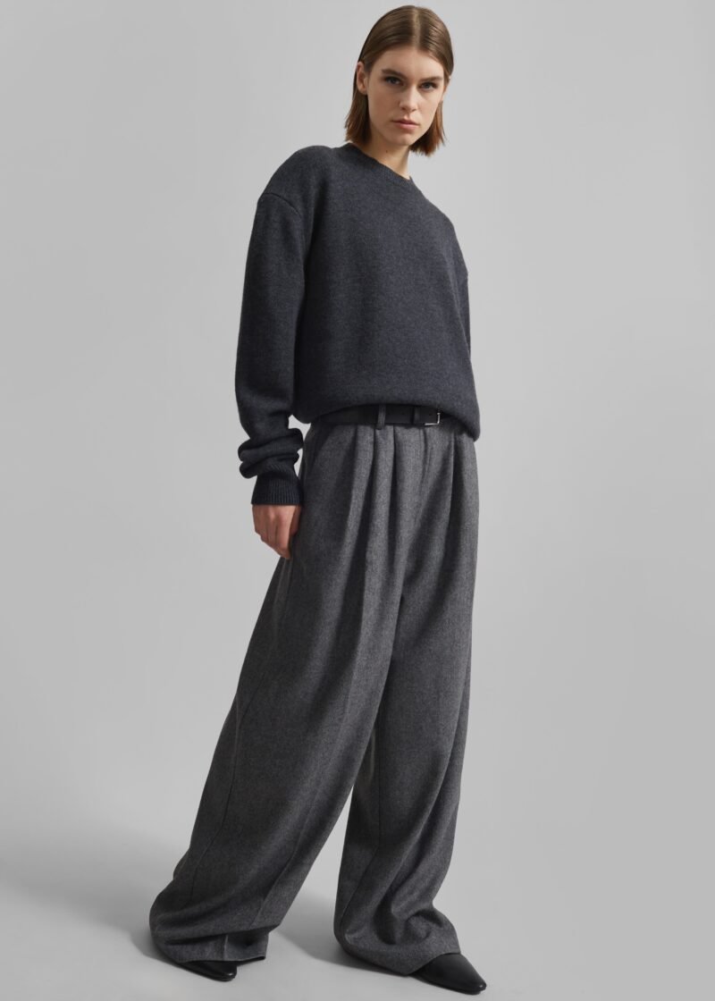 Padded Knit Sweater - Dark Grey Melange - Image 8
