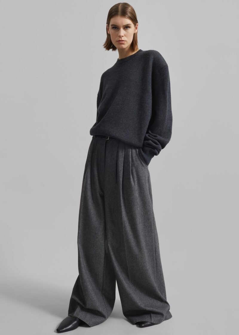 Padded Knit Sweater - Dark Grey Melange - Image 2