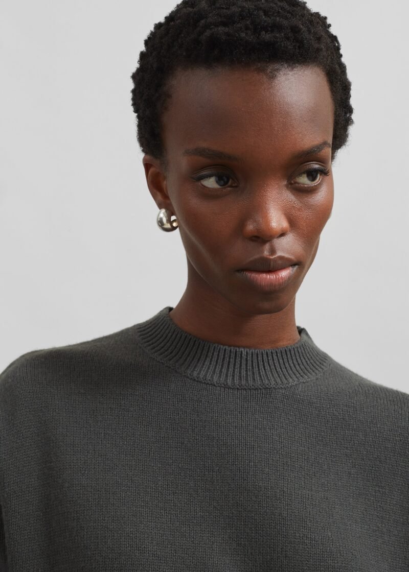 Padded Knit Sweater - Light Khaki - Image 5