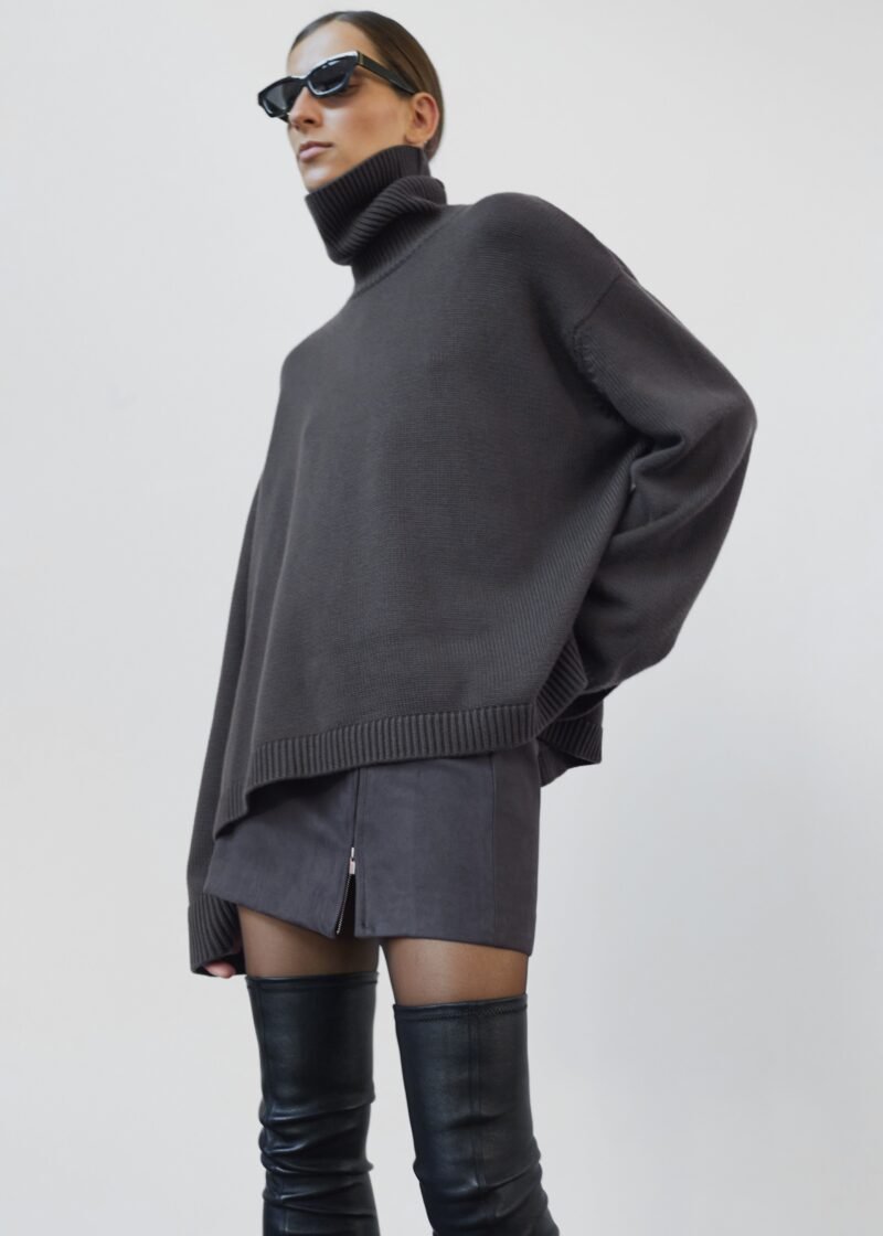 Trapeze Turtleneck - Light Khaki - Image 2