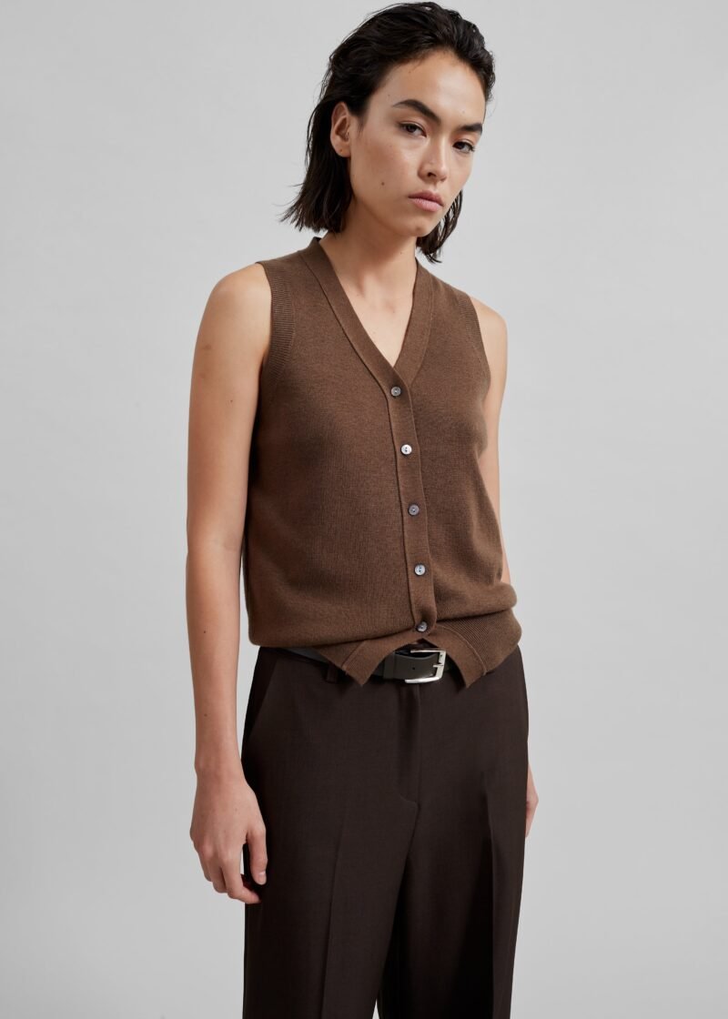 Knit Vest - Brown - Image 4