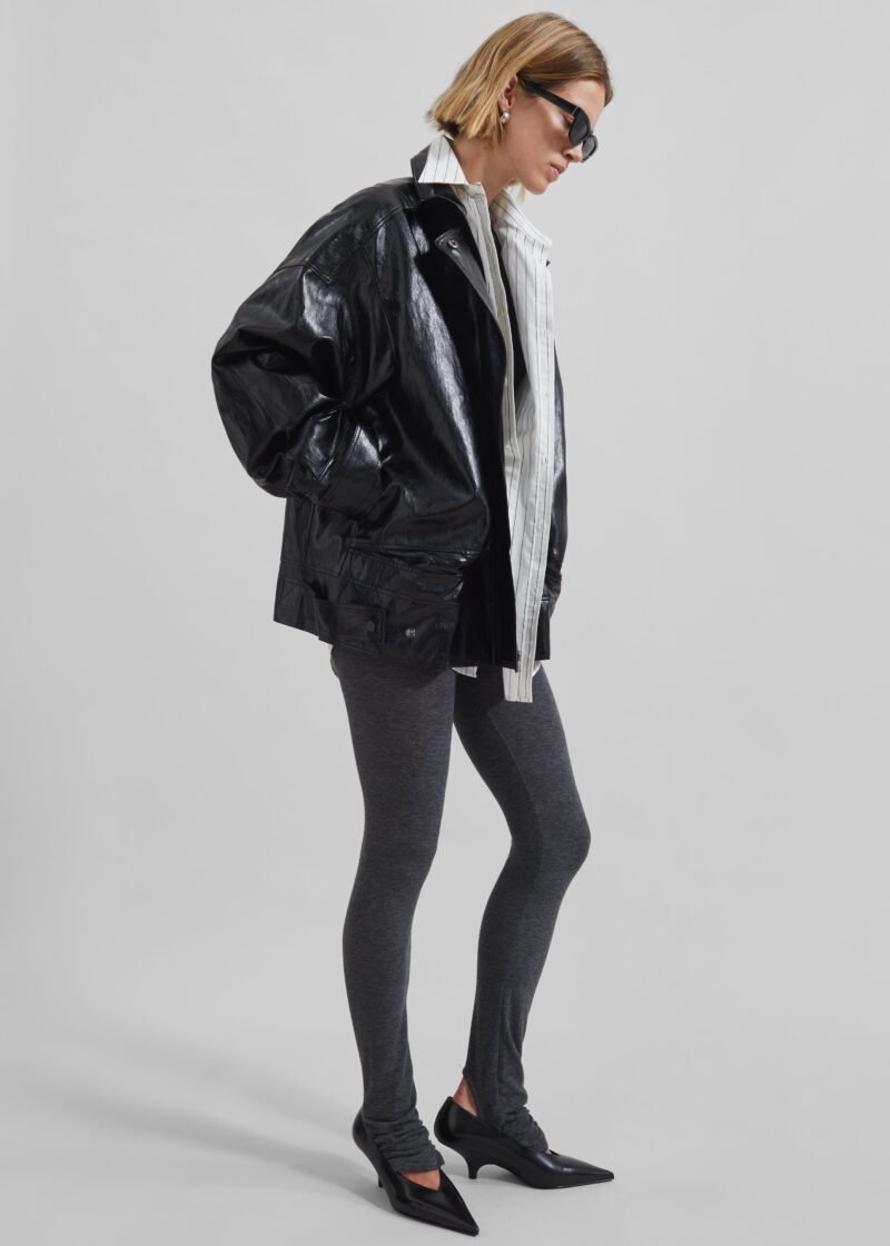 Faux Leather Jacket - Black - Image 10