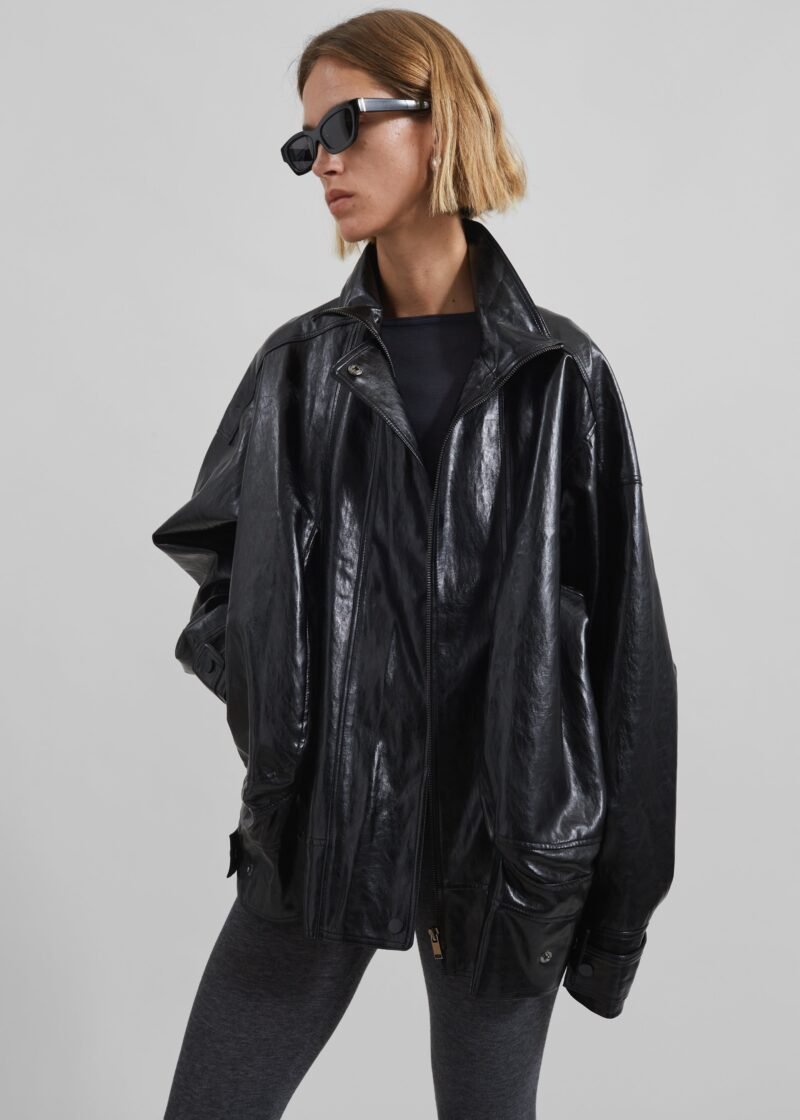 Faux Leather Jacket - Black