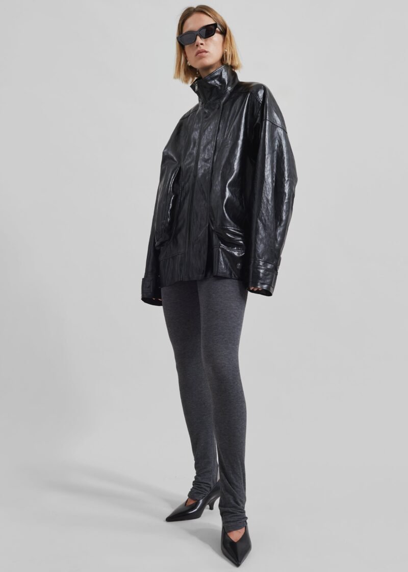 Faux Leather Jacket - Black - Image 9