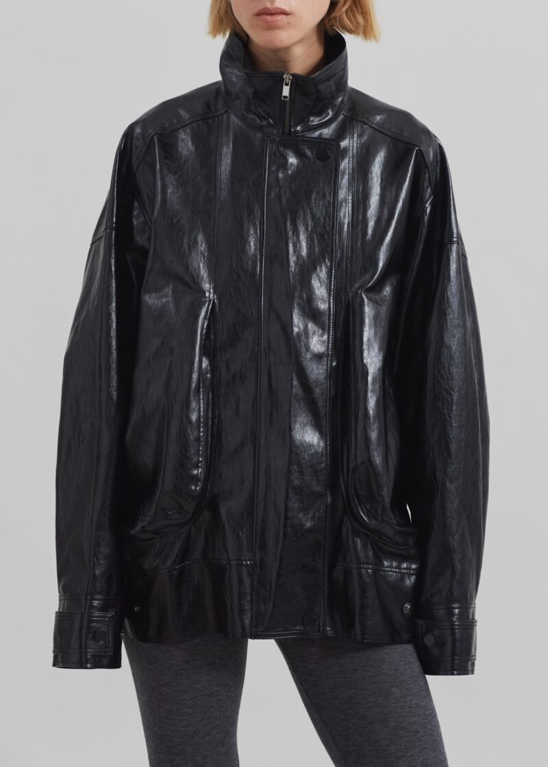 Faux Leather Jacket - Black - Image 8