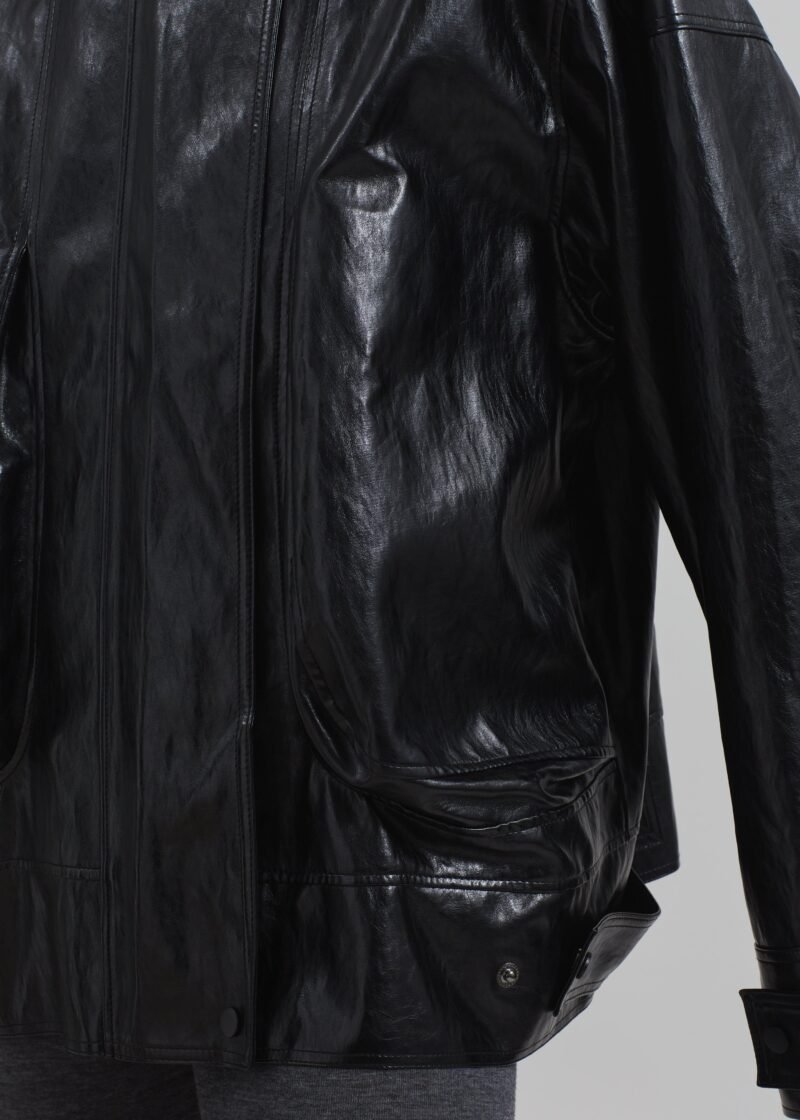 Faux Leather Jacket - Black - Image 6