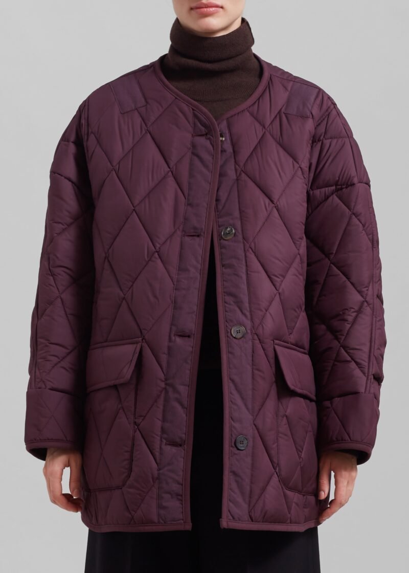 Quilted Jacket - Burgundy - Image 4