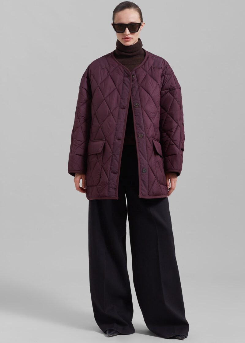 Quilted Jacket - Burgundy - Image 9