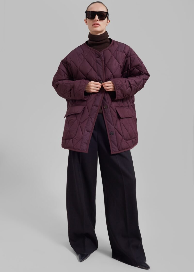 Quilted Jacket - Burgundy - Image 3