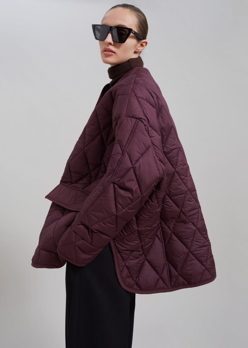 Quilted Jacket - Burgundy - Image 5