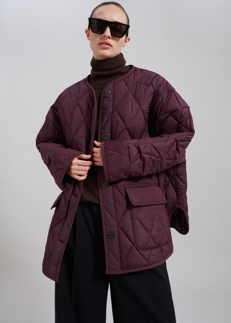 Quilted Jacket - Burgundy - Image 8