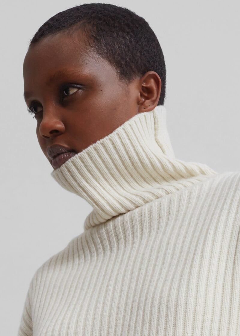 Ribbed Sweater Dress - Cream - Image 9