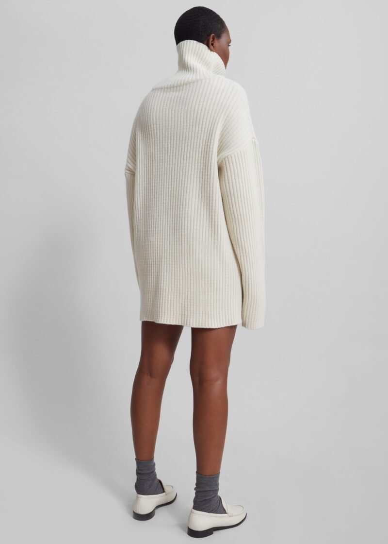 Ribbed Sweater Dress - Cream - Image 13