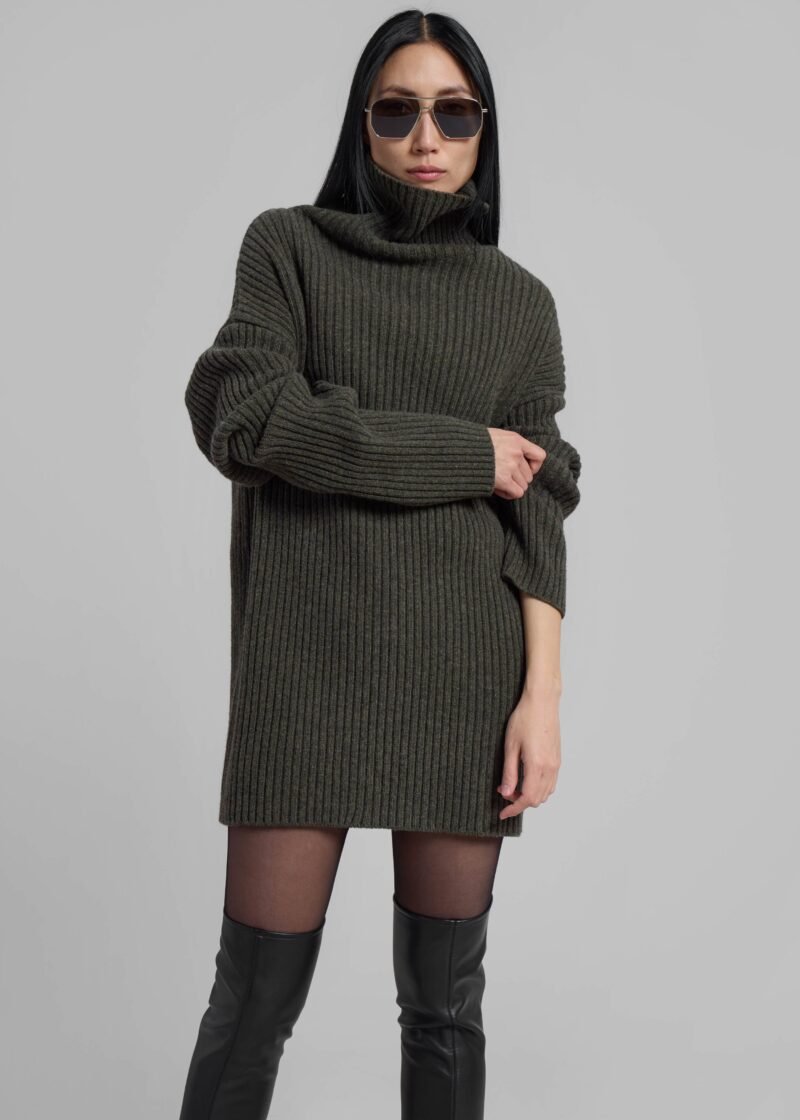 Ribbed Sweater Dress - Khaki - Image 11