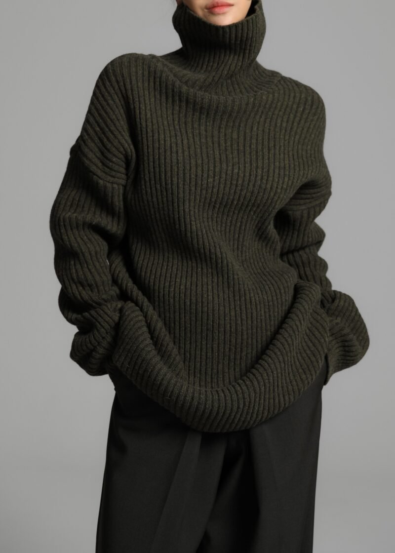 Ribbed Sweater Dress - Khaki - Image 10