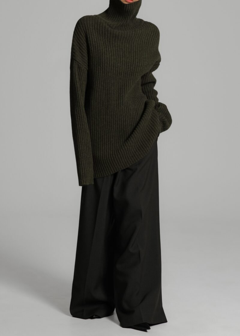 Ribbed Sweater Dress - Khaki - Image 7