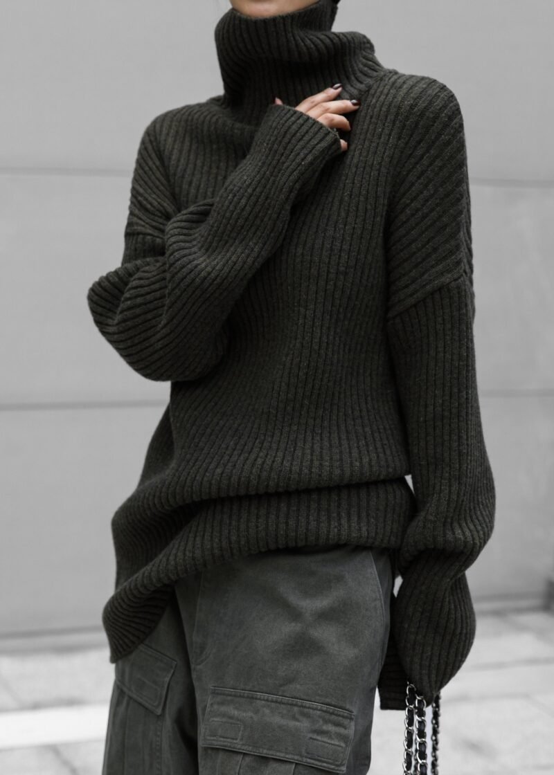 Ribbed Sweater Dress - Khaki
