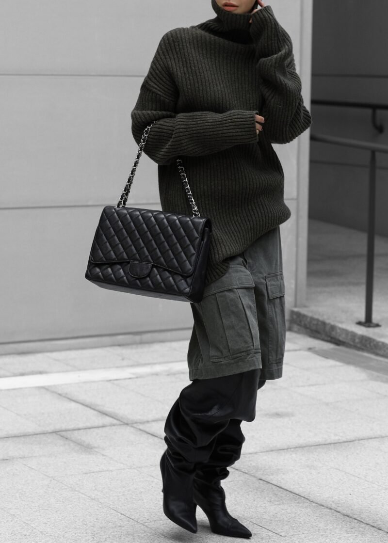 Ribbed Sweater Dress - Khaki - Image 8
