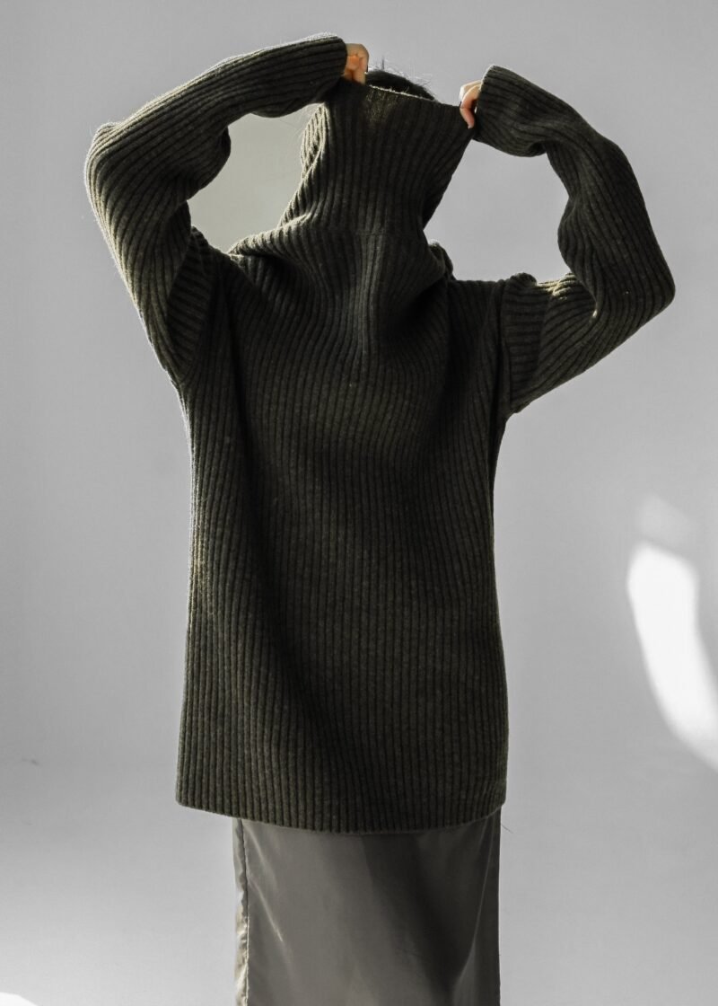 Ribbed Sweater Dress - Khaki - Image 14