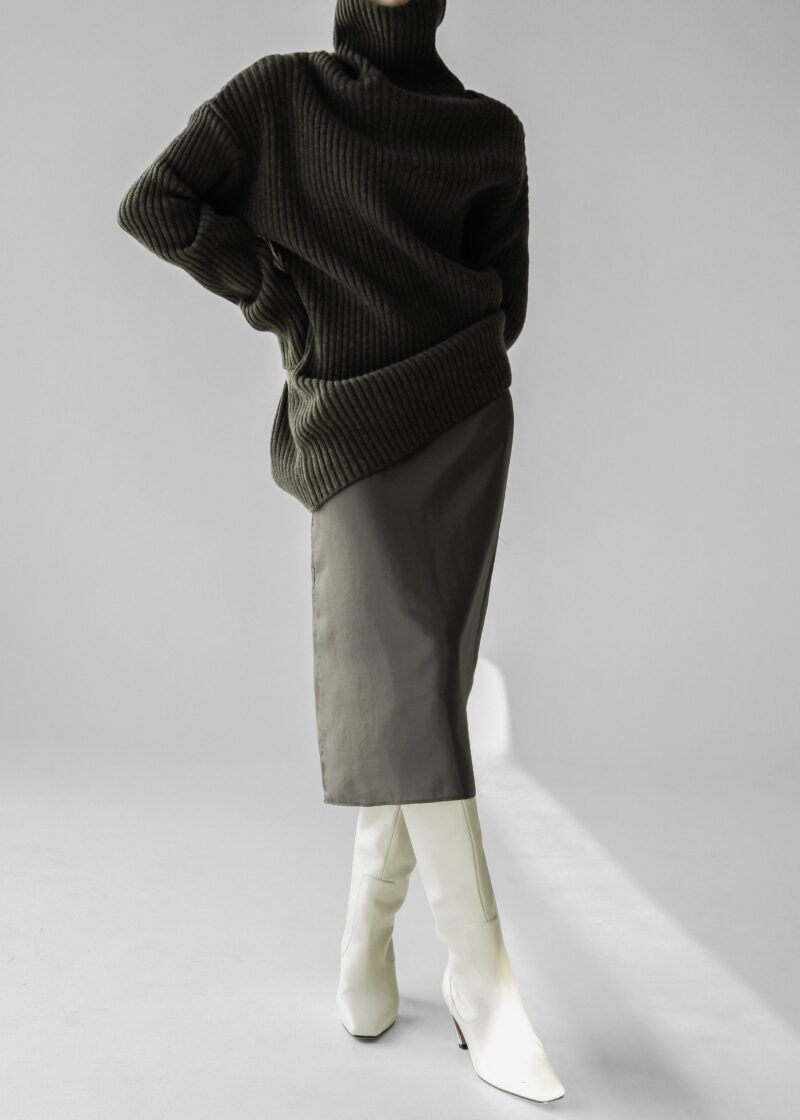 Ribbed Sweater Dress - Khaki - Image 4