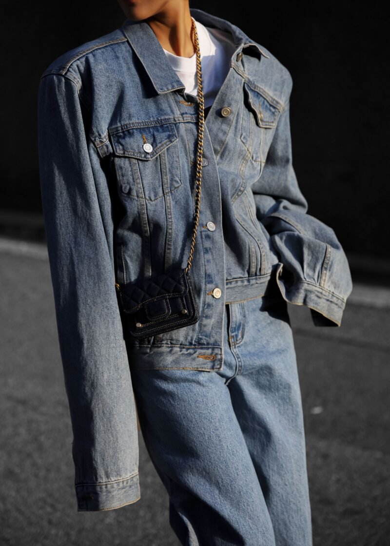 Padded Denim Jacket - Light Wash - Image 10