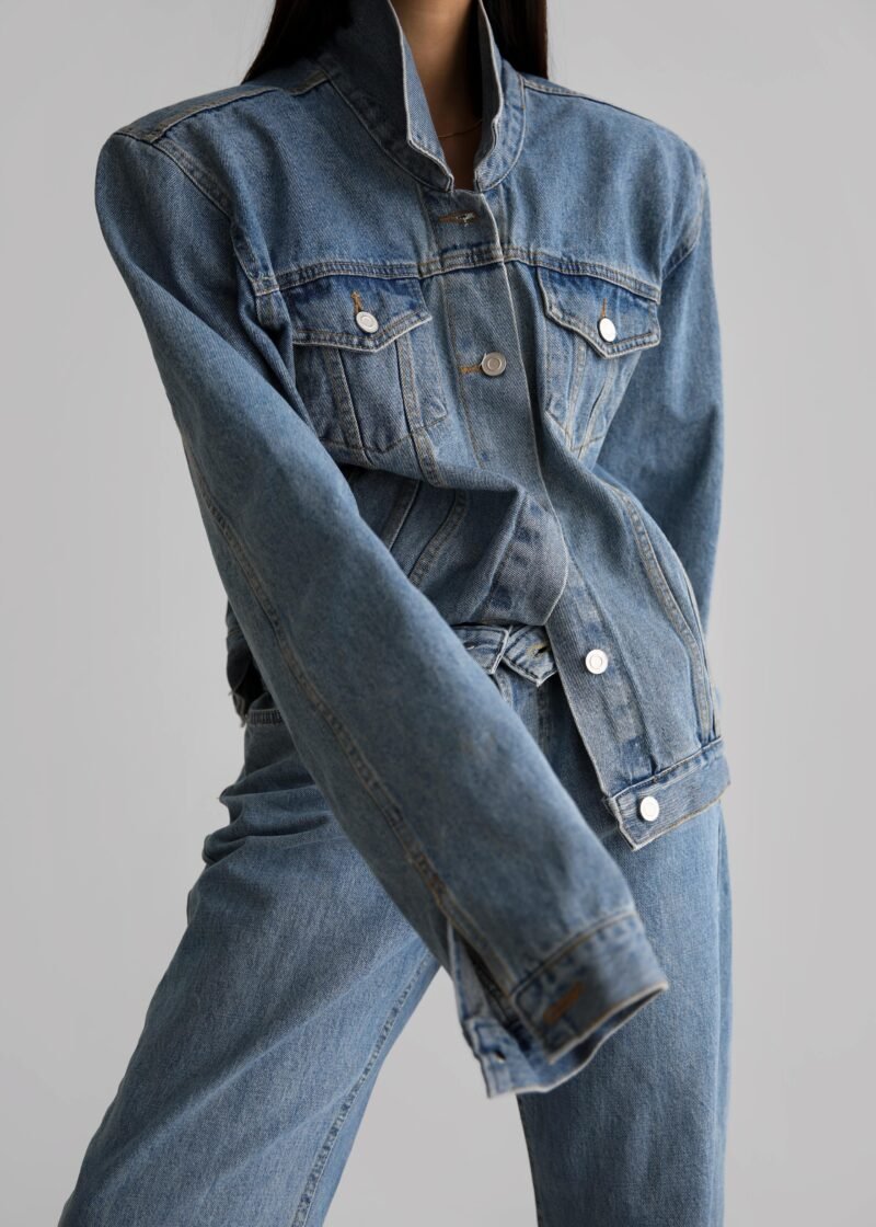 Padded Denim Jacket - Light Wash - Image 2