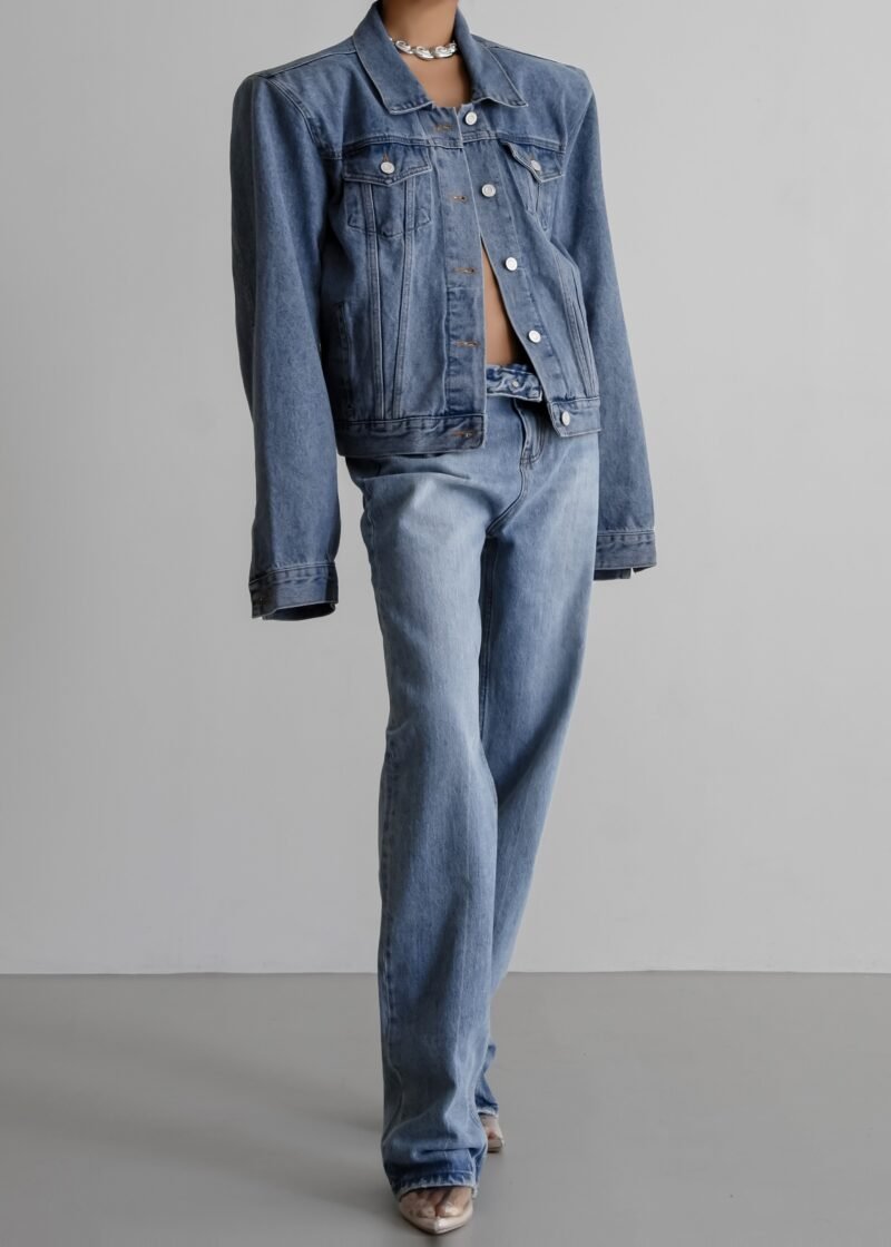 Padded Denim Jacket - Light Wash - Image 6
