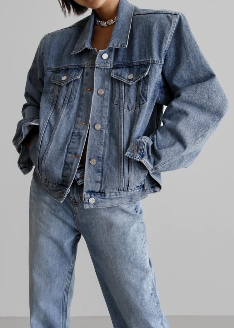 Padded Denim Jacket - Light Wash - Image 4