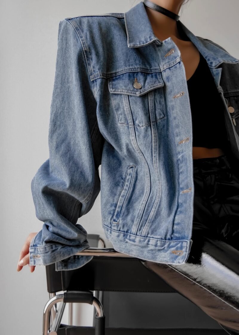 Padded Denim Jacket - Light Wash - Image 12
